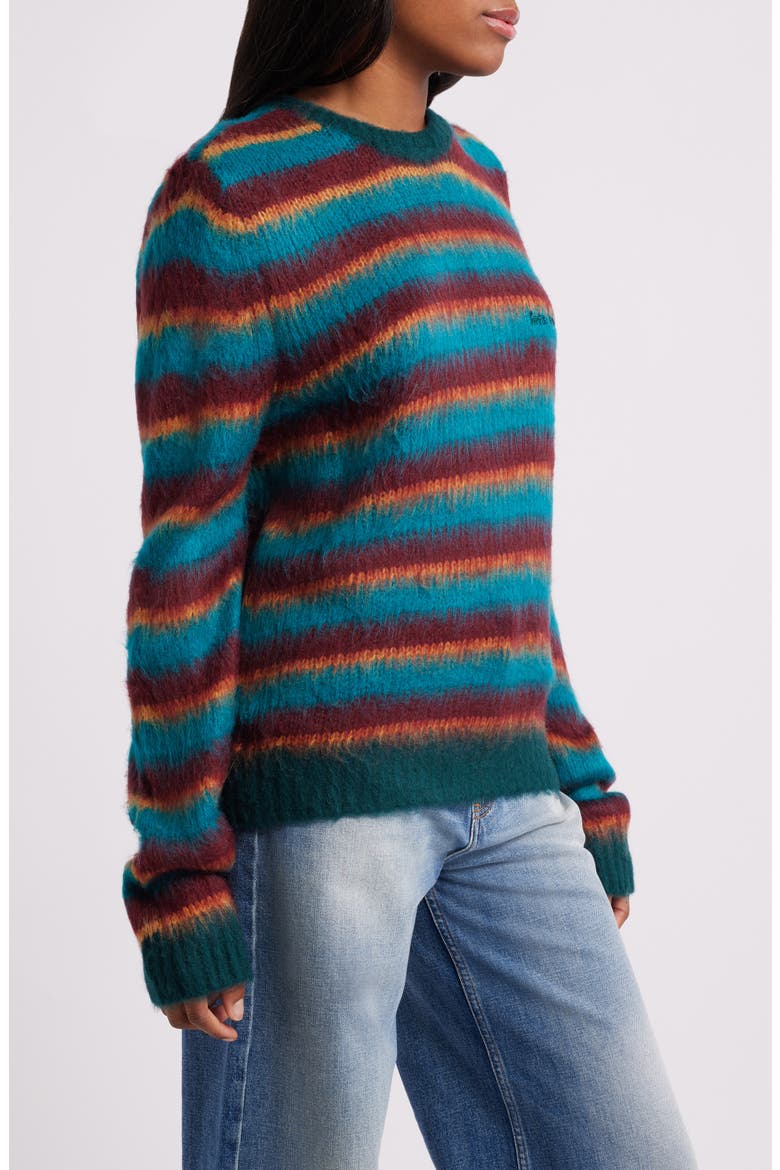 Fluffy Stripe Sweater, Alternate, color, GREEN BURGUNDY