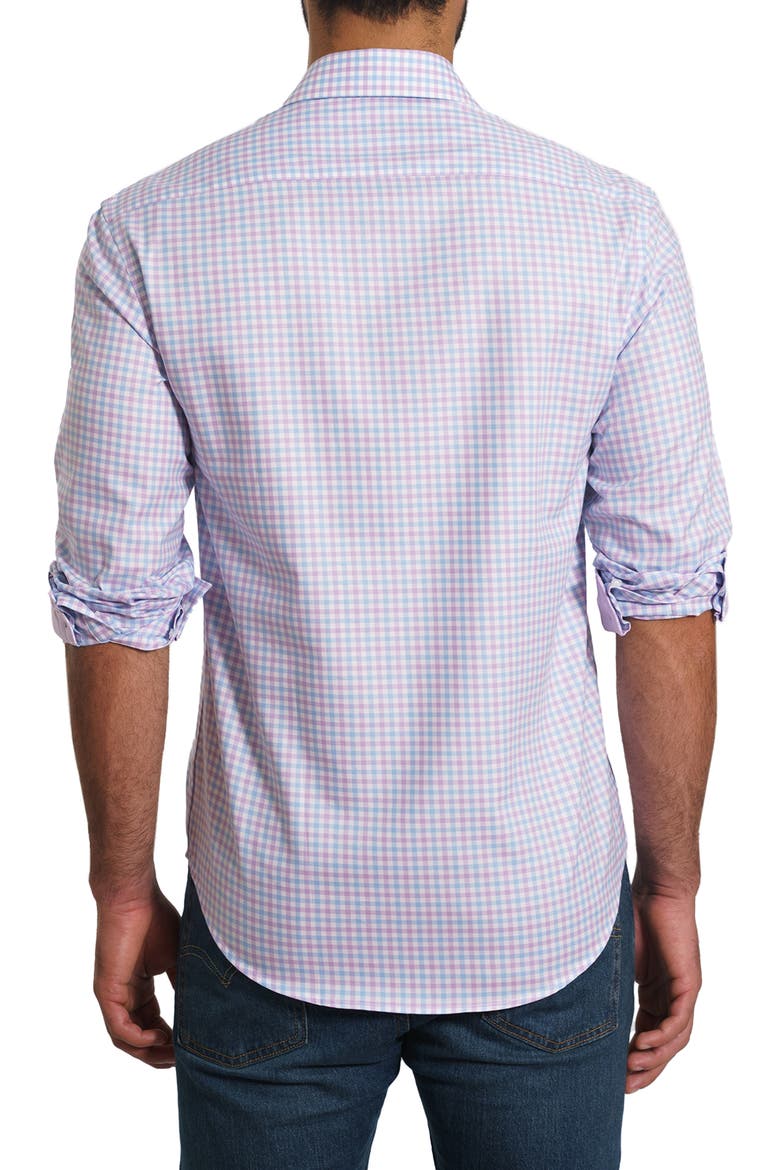 Trim Fit Gingham Pima Cotton Button-Up Shirt, Alternate, color, WHITE LILAC