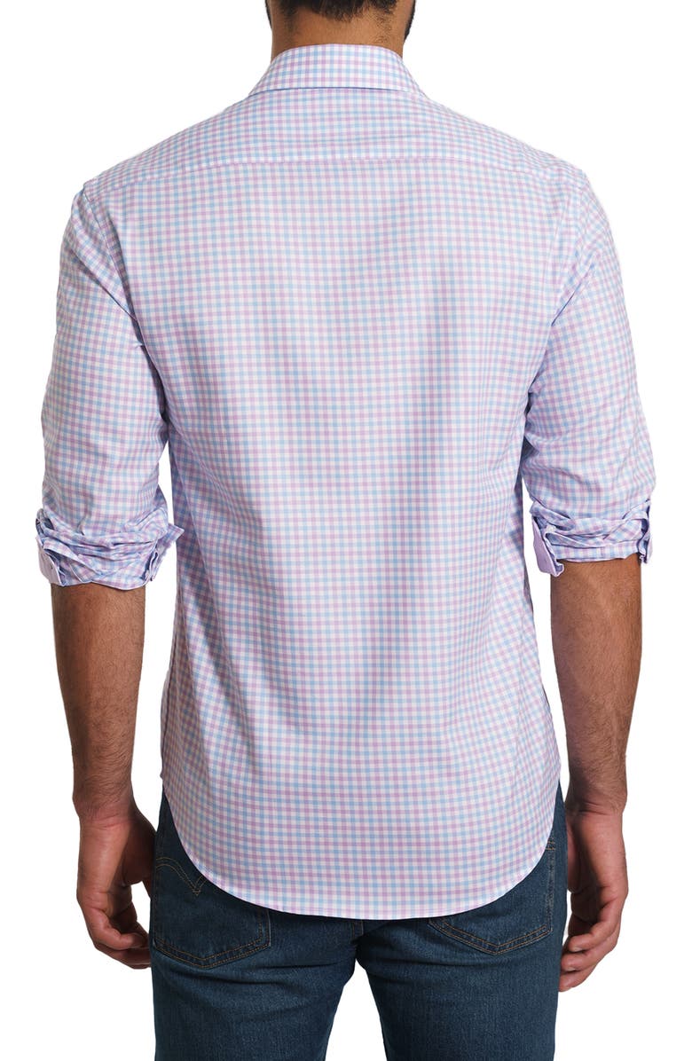 Jared Lang Trim Fit Gingham Pima Cotton Button-Up Shirt, Alternate, color,