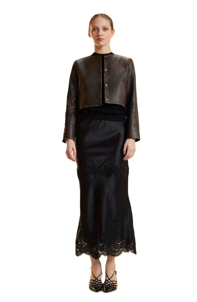 Cynthia Rowley Leather Jacket, Main, color, Brown