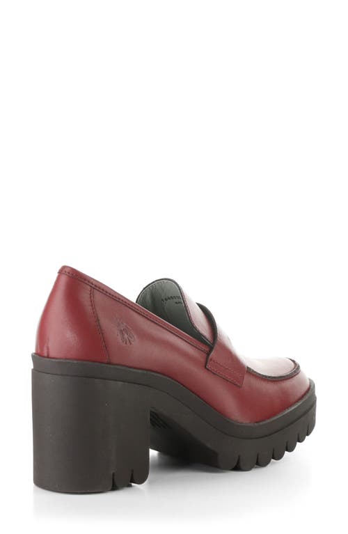 Fly London Toky Platform Penny Loafer In Burgundy