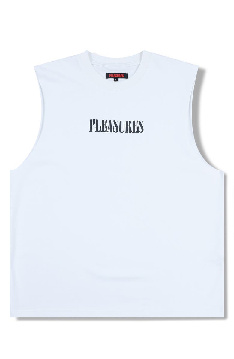 PLEASURES Onyx Sleeveless Logo Graphic T-Shirt, Alternate, color, White