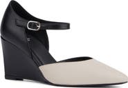 Aquatalia Penelopy Ankle Strap Weatherproof Pointed Toe Wedge Pump