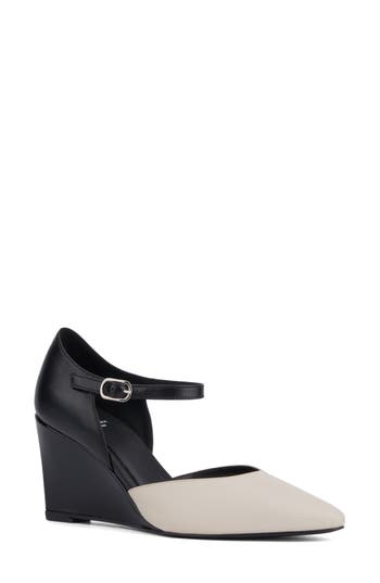 Aquatalia Penelopy Ankle Strap Pointed Toe Wedge Pump In Multi