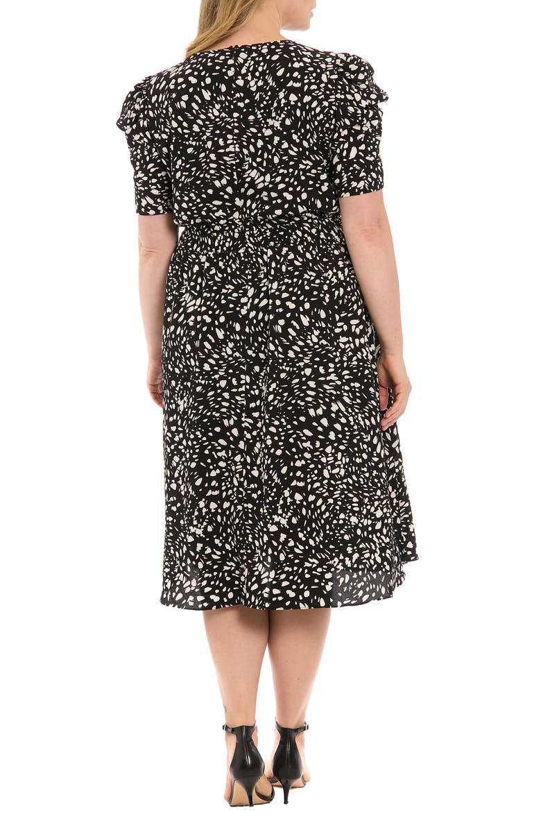 London Times Elbow Length Sleeve Midi Dress, Alternate, color, Black/ Ivory