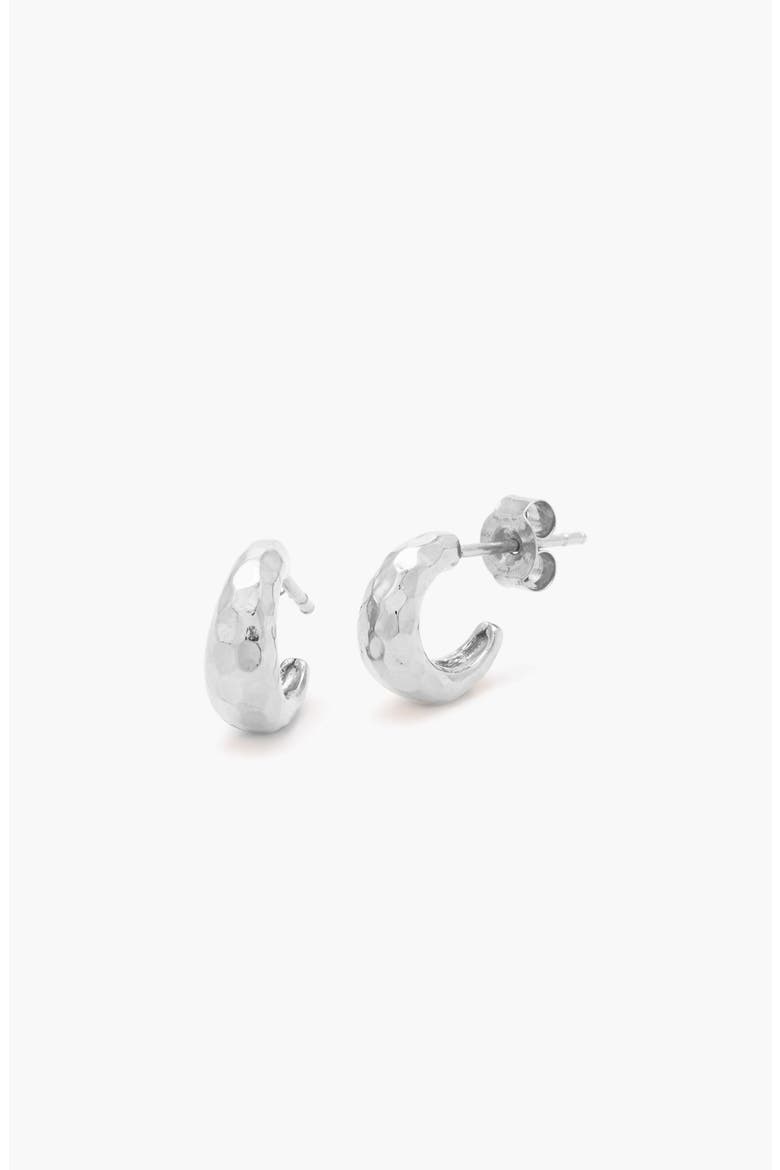 Aalto Mini Hammered Hoop Earrings, Alternate, color, Silver