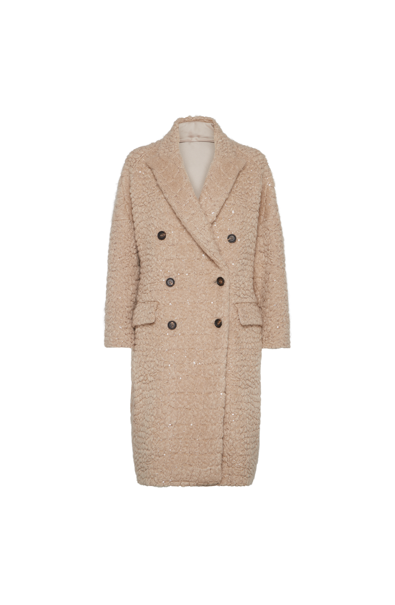 Brunello Cucinelli Coat with dazzling croc motif, Main, color, Camel