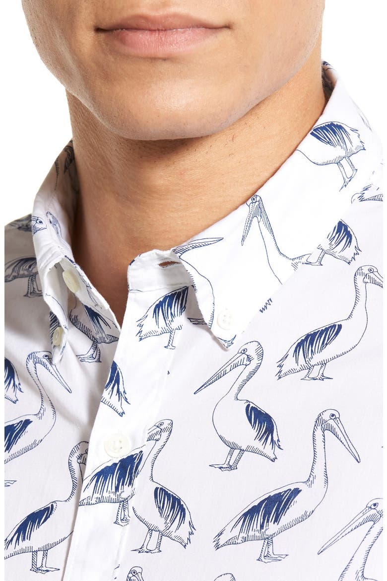 'Pelican Party' Slim Fit Poplin Sport Shirt, Alternate, color, ESTATE BLUE