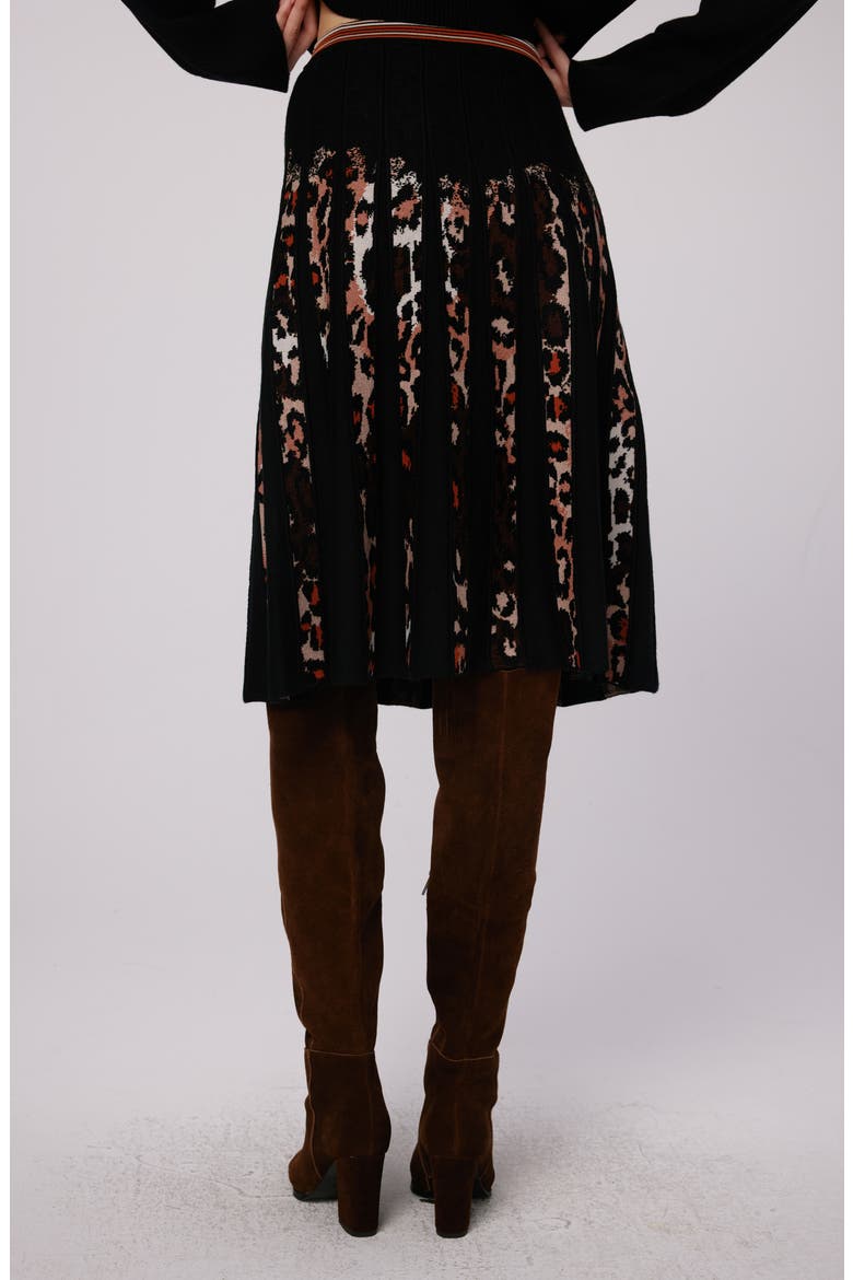 Hutch Animal Print Pleated Sweater Skirt, Alternate, color, JUNGLE CAT SM/BLACK