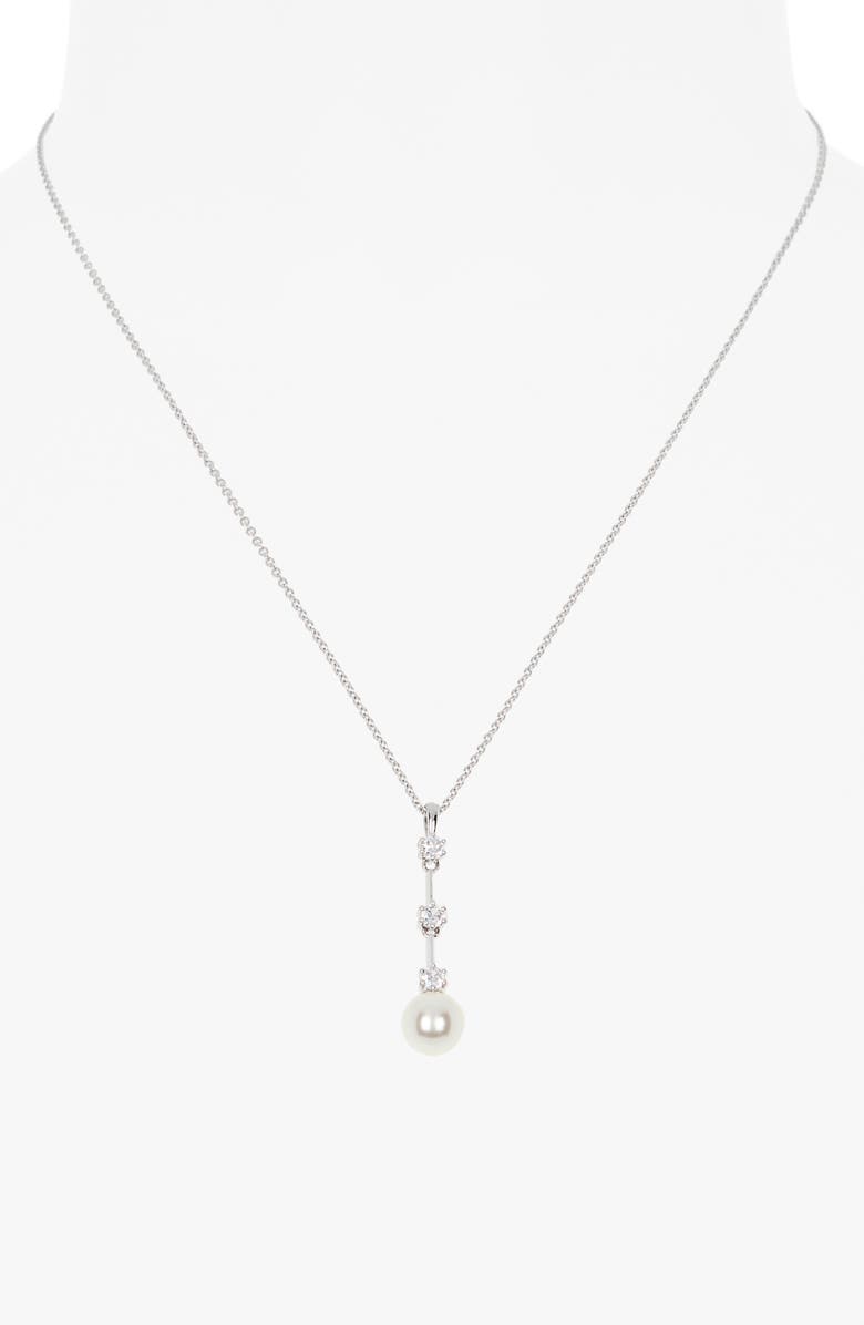 Nadri Olivia Faux Pearl Lariat Necklace, Alternate, color, Rhodium