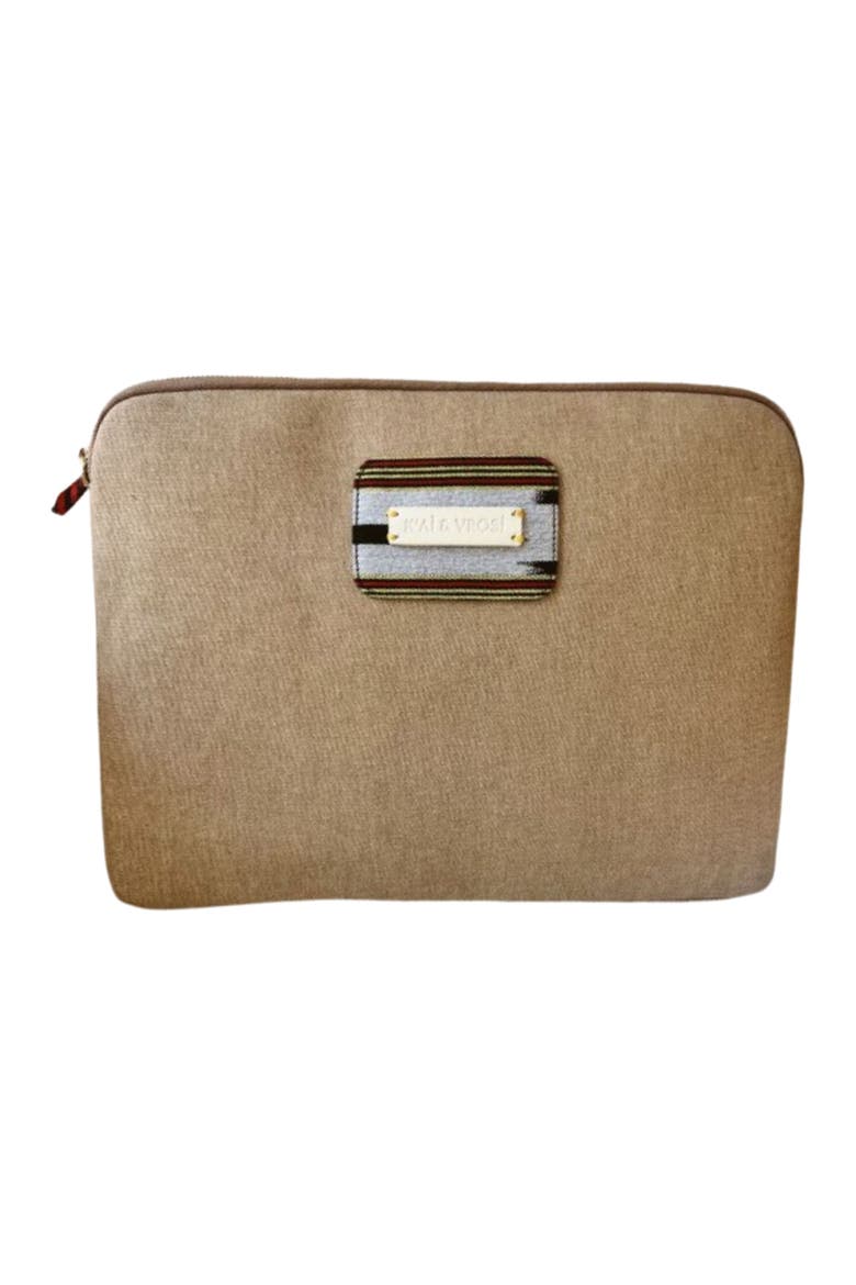 Zipped, Patterned Canvas Laptop Case - for 13", 14", Main, color, Beige