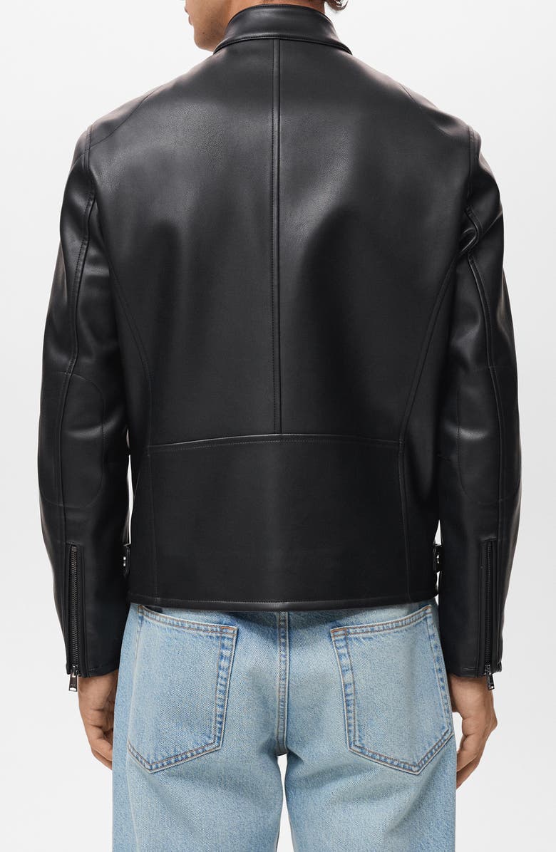 MANGO Faux Leather Jacket, Alternate, color, Black