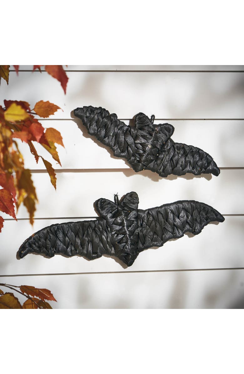 tag Small Woven Bat Wall Art Decorative Sculpture for Halloween, Alternate, color, Black