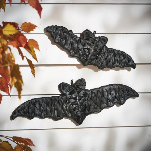 Tag Small Woven Bat Wall Art Decorative Sculpture For Halloween In Black