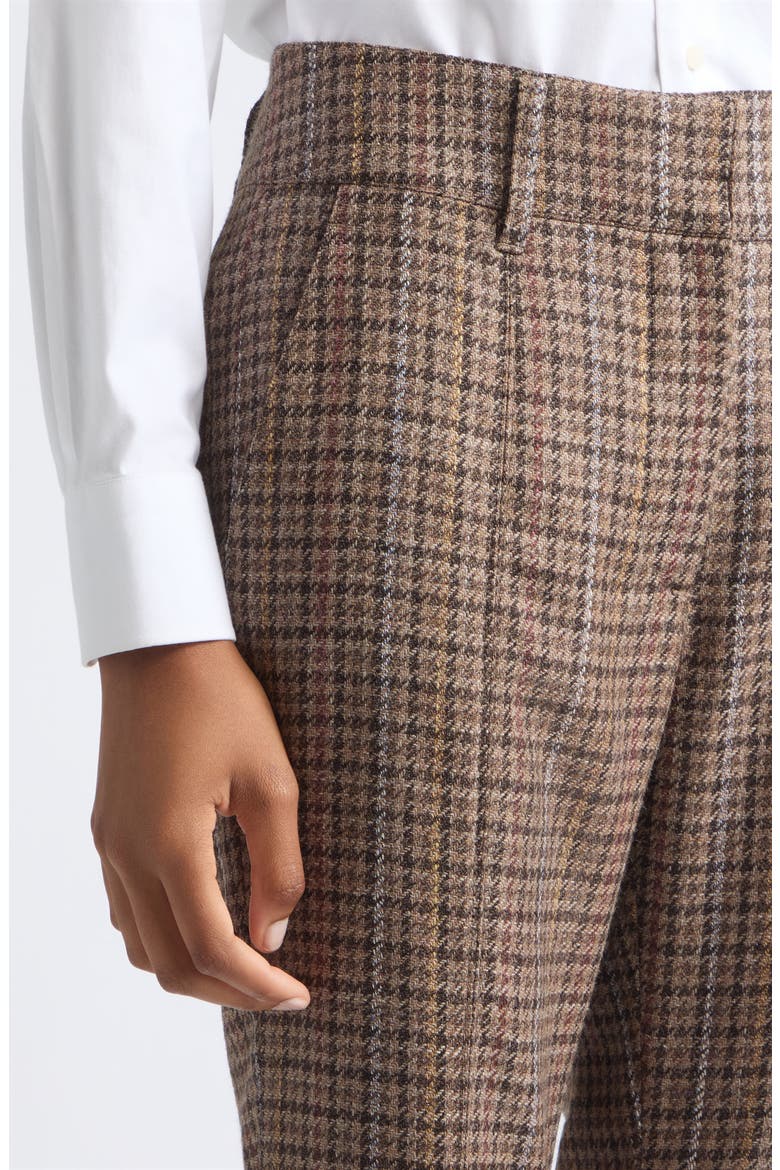 Rhein Check Wool & Silk Flare Leg Pants, Alternate, color, CAMEL MULTI