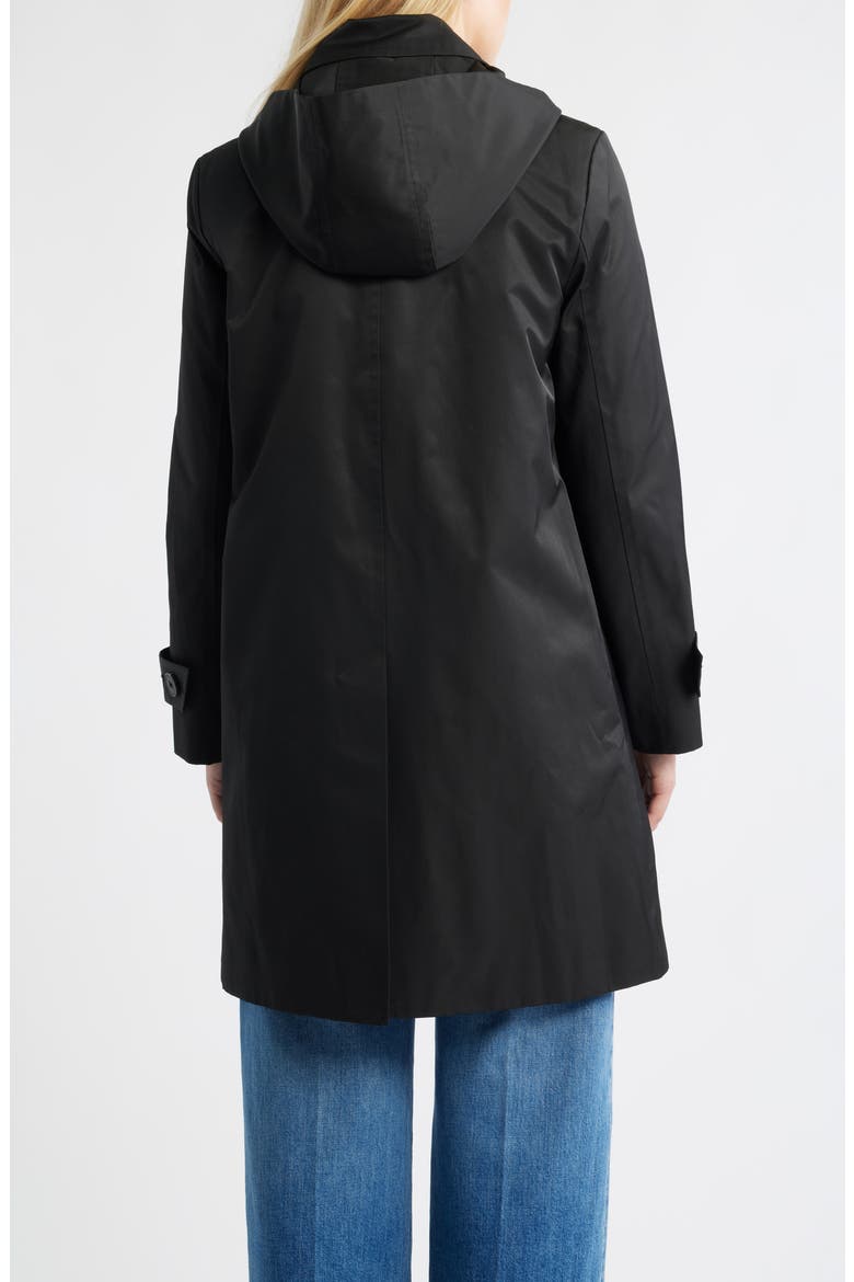 Short Raincoat with Scarf, Alternate, color, BLACK