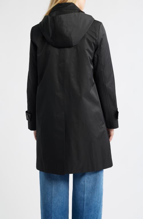 London Fog Short Raincoat With Scarf In Black