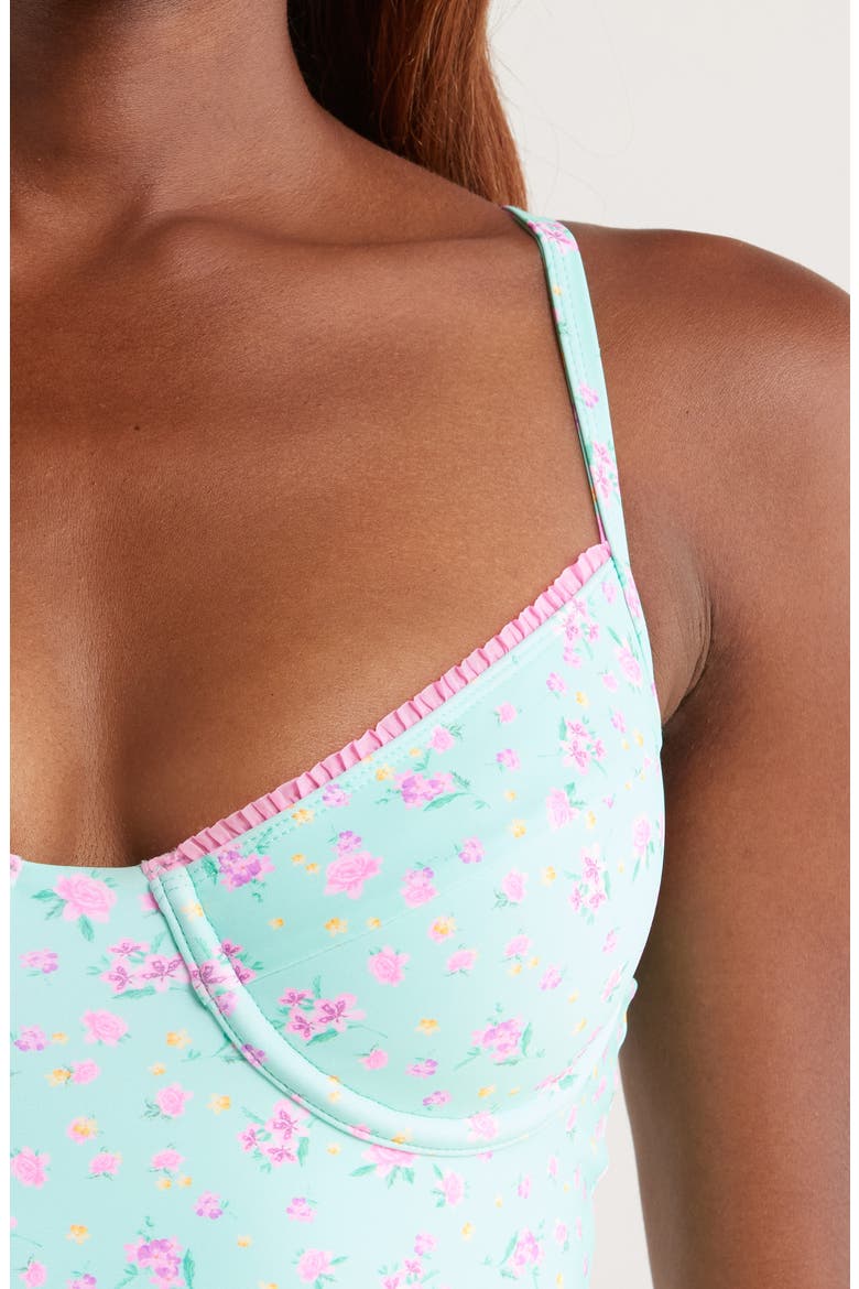 Double Ruffle Underwire One-Piece Swimsuit, Alternate, color, MINT MACARON