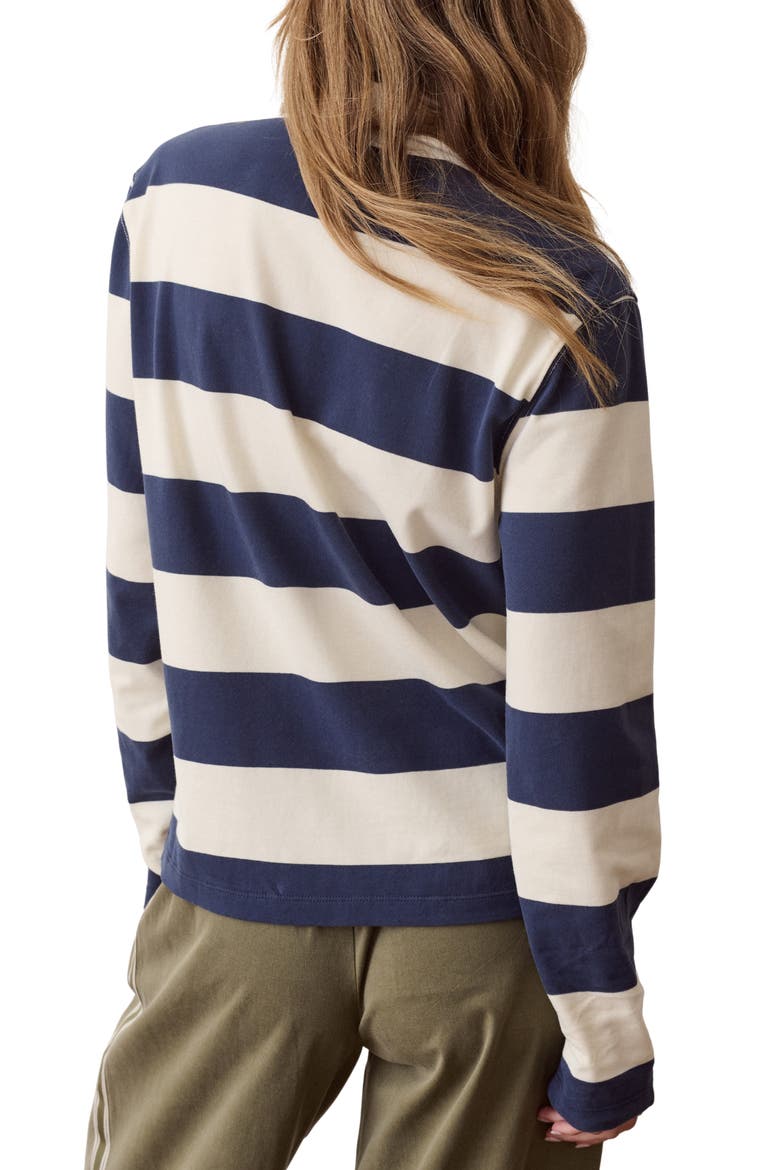 Miracle Jersey Stripe Rugby Polo, Alternate, color, NAVY AND CREAM