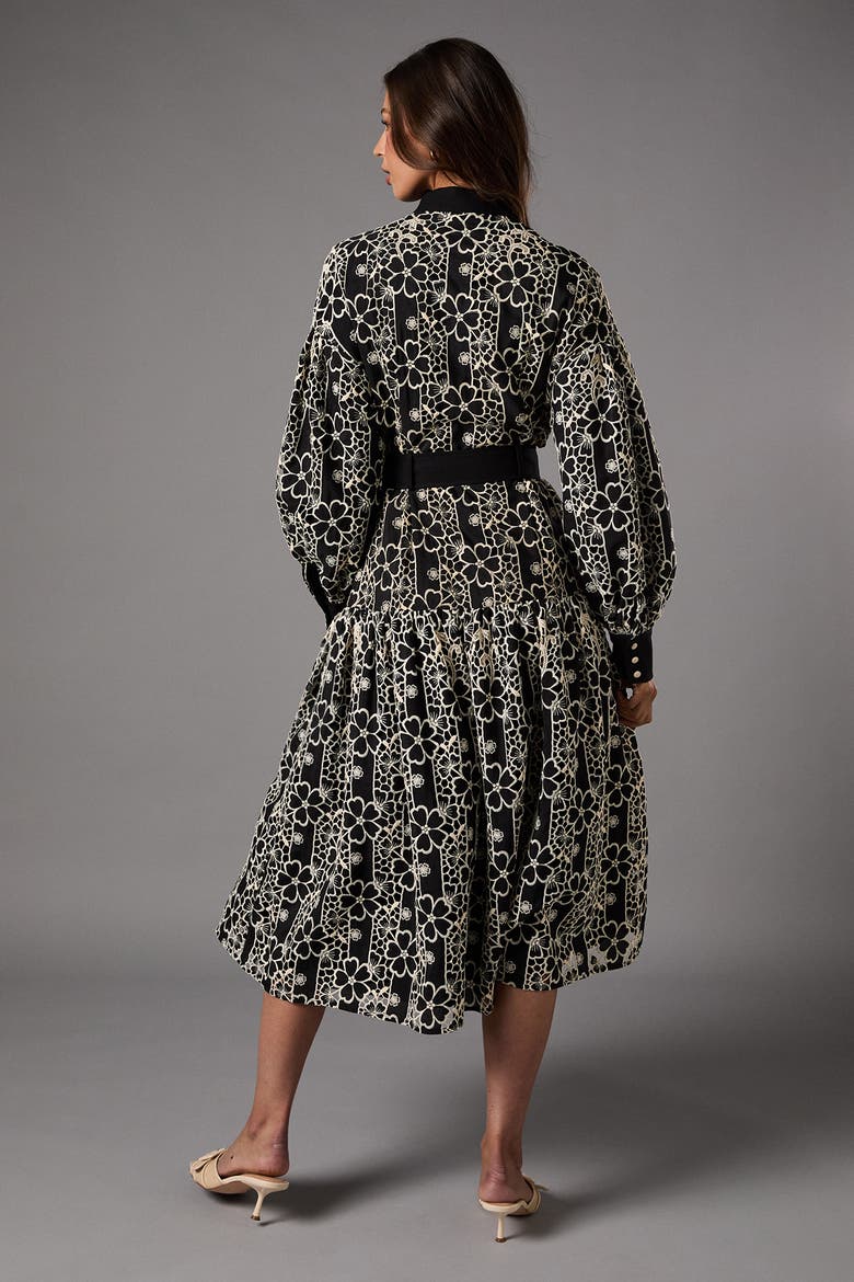 Long Sleeve Belted Shirt Dress, Alternate, color, Black