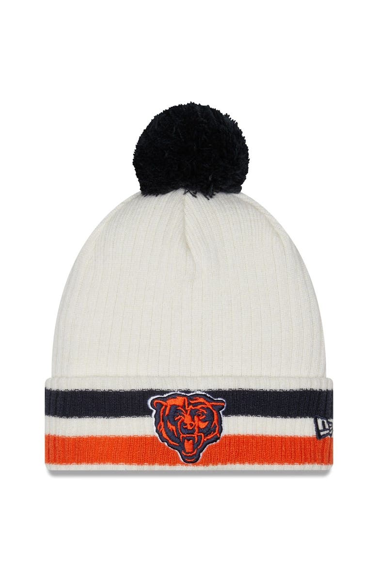 New Era Men's New Era White Chicago Bears Retro Cuffed Knit Hat with Pom, Alternate, color,