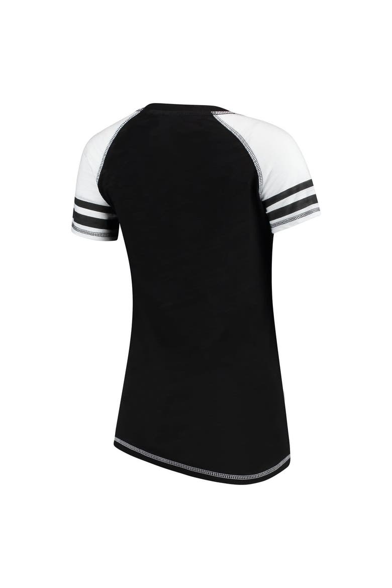 Women's Soft as a Grape Black Oakland Athletics Color Block V-Neck T-Shirt, Alternate, color, Black