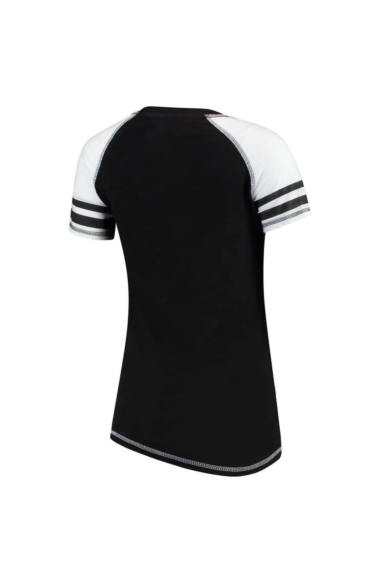 SOFT AS A GRAPE Women's Soft as a Grape Black Oakland Athletics Color Block V-Neck T-Shirt, Alternate, color, Black