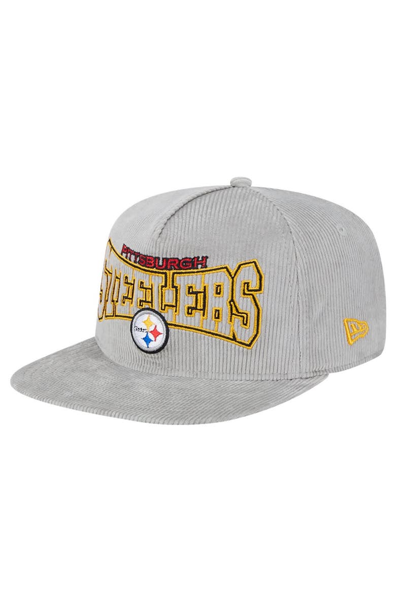 New Era Men's New Era Gray Pittsburgh Steelers Corduroy Golfer Adjustable Hat, Main, color, Gray