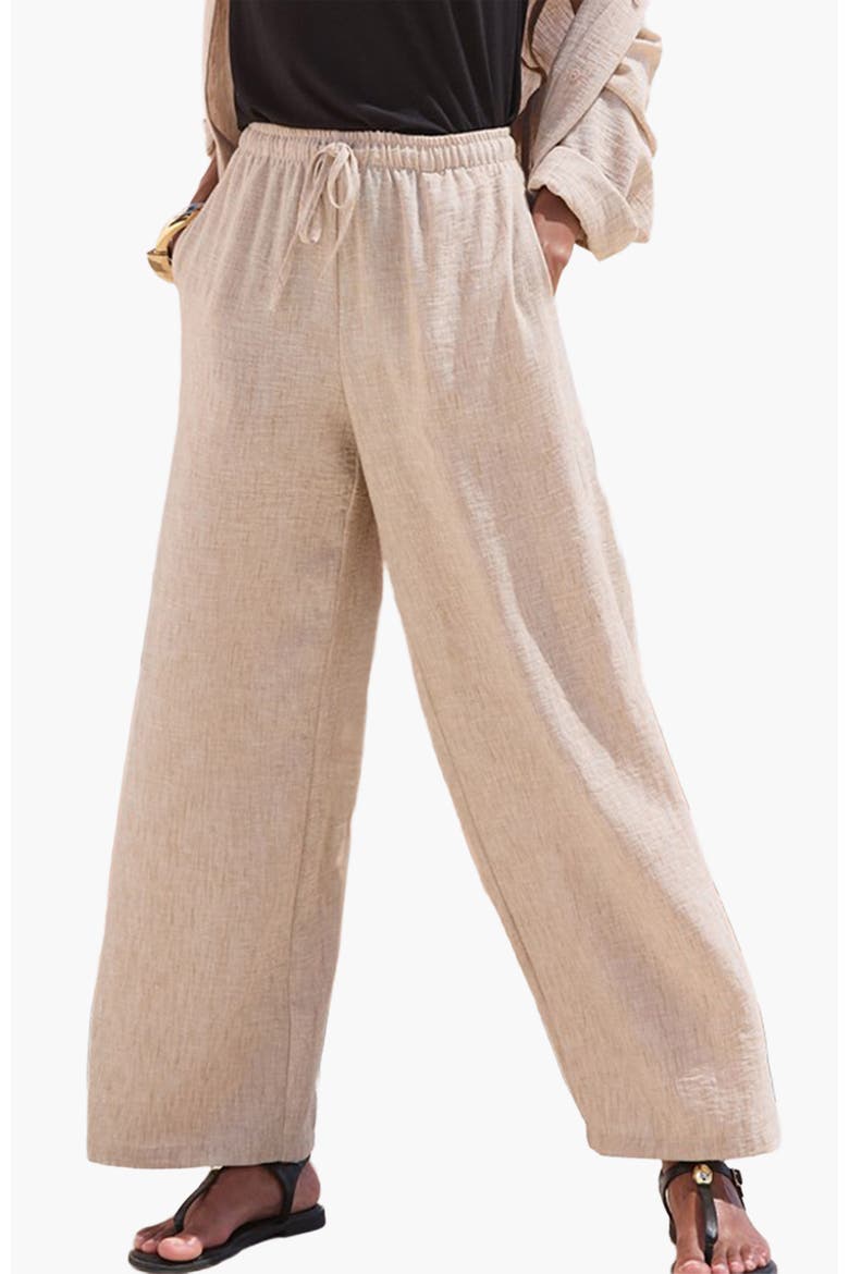 Textured Pull On Pants, Main, color, Beige Heather