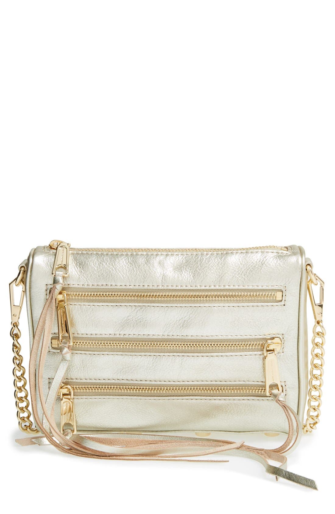 'Mini 5 Zip' Crossbody Bag, Main, color, PEWTER/ LIGHT GOLD
