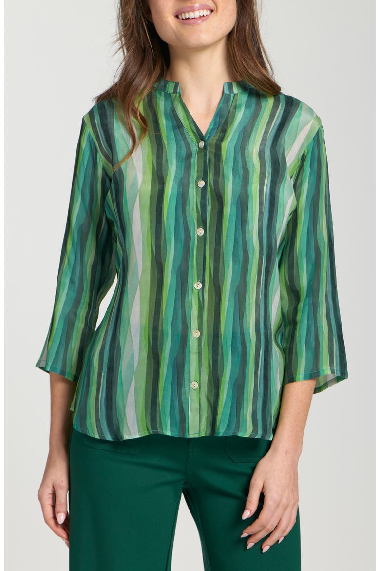 Abstract Print Button-Up Shirt, Main, color, FOREST GREEN