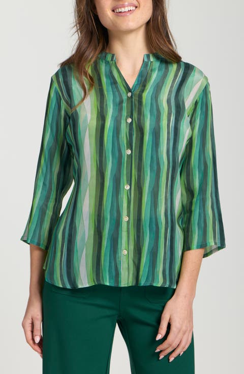 Abstract Print Button-Up Shirt