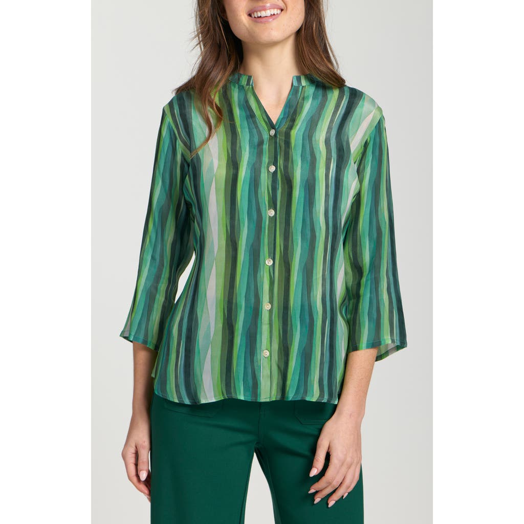 Apny Abstract Print Button-up Shirt In Green