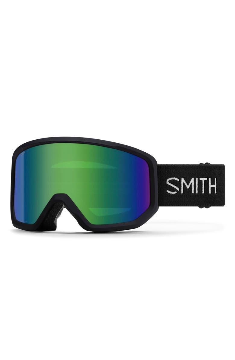 Smith Transfer Snow Goggles, Main, color, Black / Green Sol-X Mirror