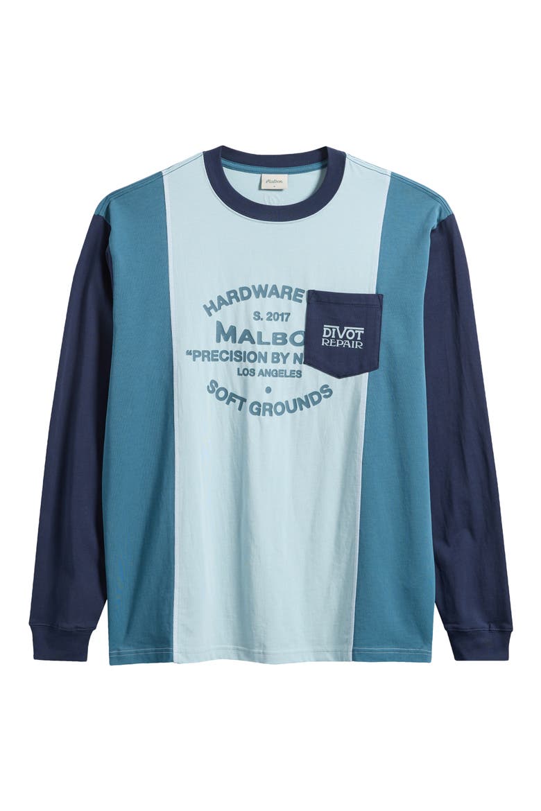 Gridline Colorblock Long Sleeve Pocket Graphic T-Shirt, Main, color, LIGHT BLUE