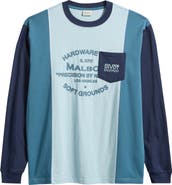 MALBON GOLF Gridline Colorblock Long Sleeve Pocket Graphic T-Shirt