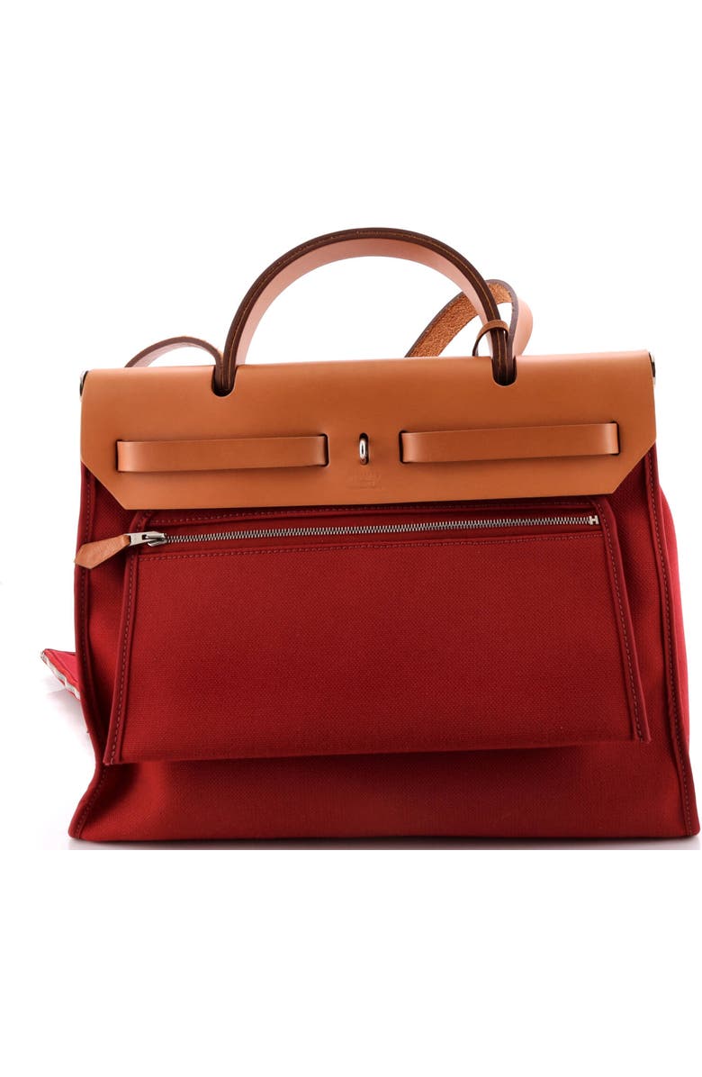 Pre-Owned Hermes Herbag Zip Leather and Toile 31, Alternate, color, Rouge Grenat