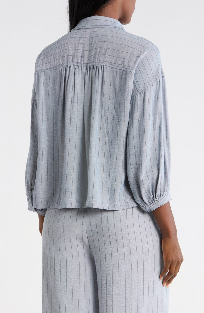 MAX STUDIO Stripe Popover Top, Alternate, color, Denim/ Black Stripe