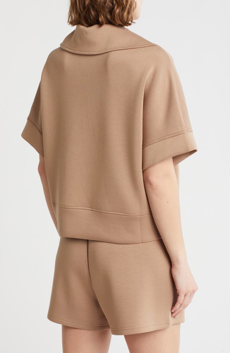 Z by Zella Whisper Quarter Zip Knit Top, Alternate, color, Tan Portabella