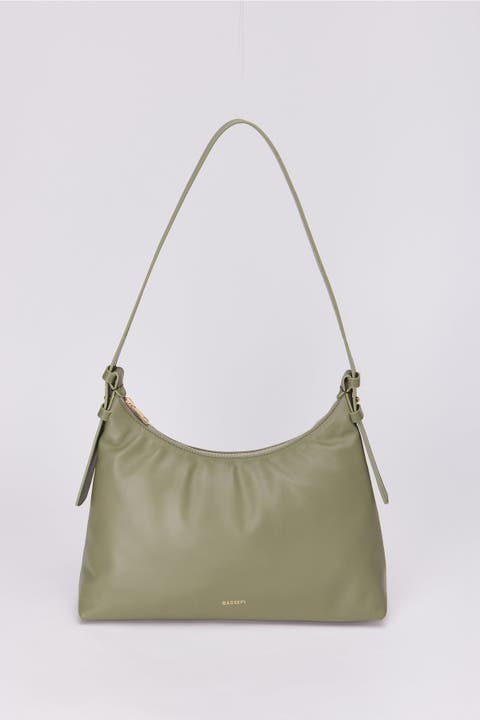 Elena Hobo Bassepi Leather Shoulder Bag