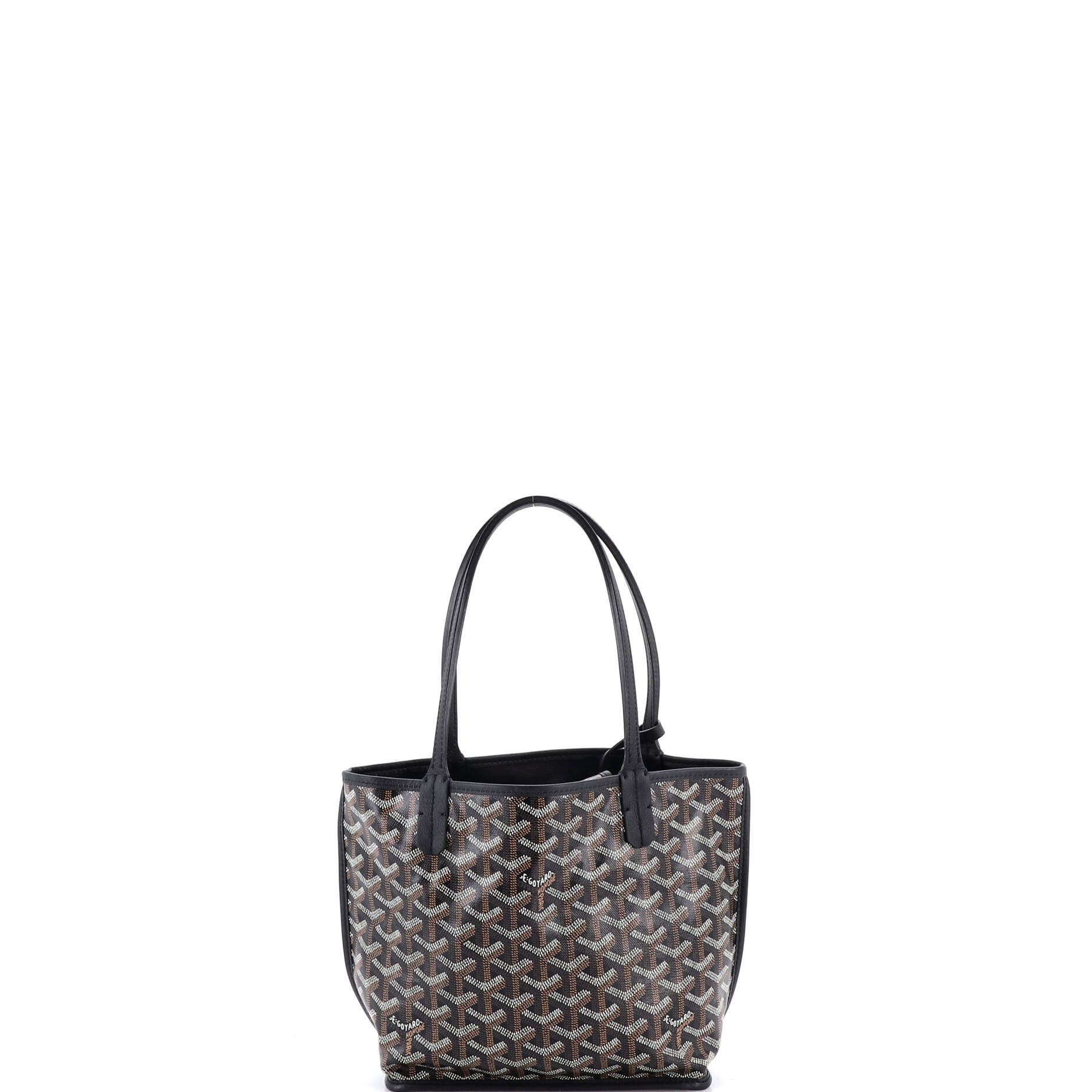 Pre-Owned Goyard Anjou Reversible Tote Coated Canvas Mini, Alternate, color, Black