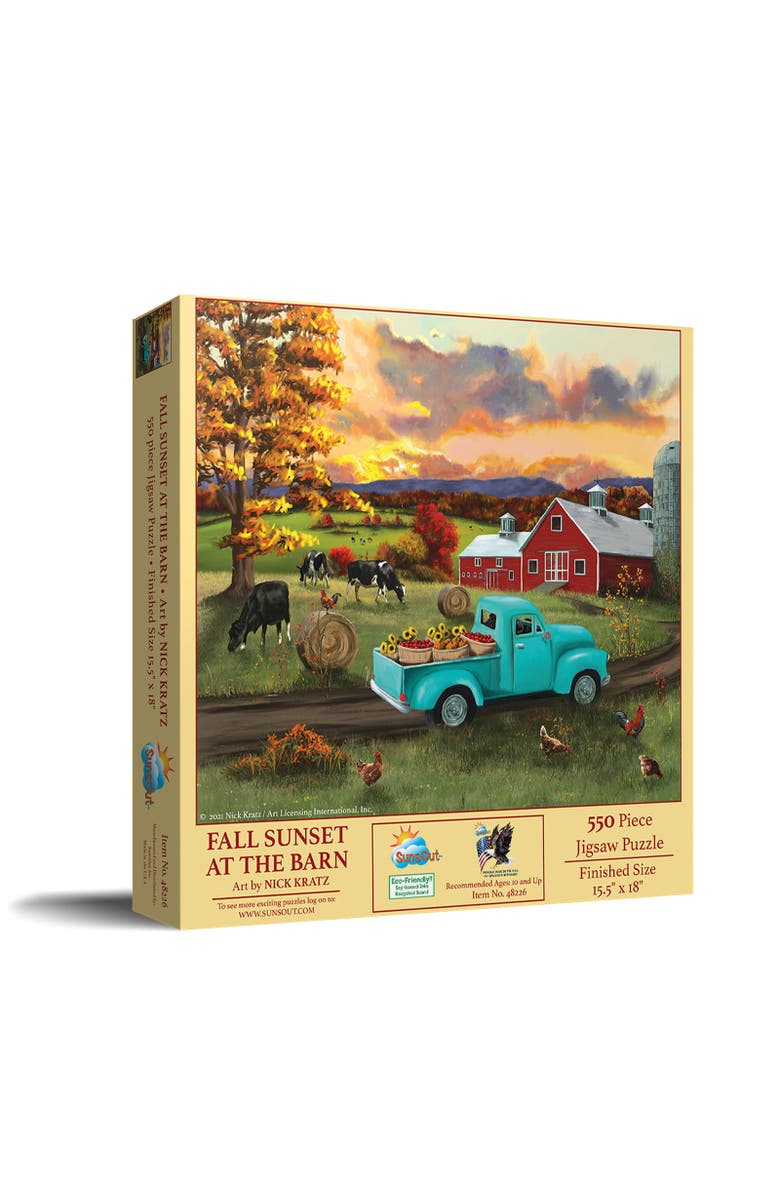 Sunsout Fall Sunset at the Barn 500 piece Jigsaw Puzzle for Adults, Main, color, Multicolor