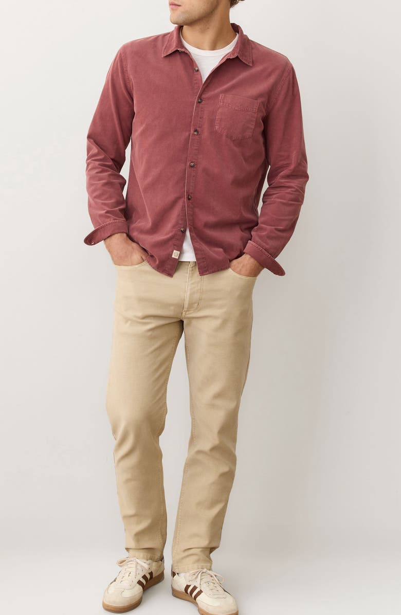 Marine Layer Lightweight Corduroy Button-Up Shirt, Alternate, color, Auburn
