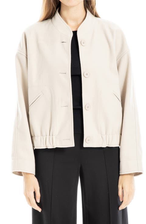 Brushed Knit Cropped Bomber Jacket