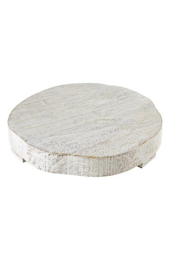 Creative Brands Small Textured Mango Wood Tray In White