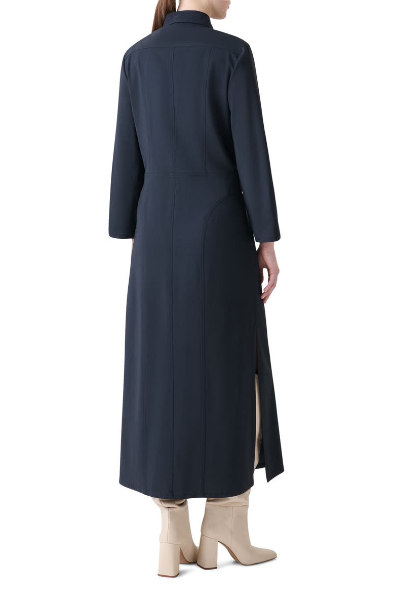 Long Sleeve Stretch Wool Midi Shirtdress, Alternate, color, NAVY