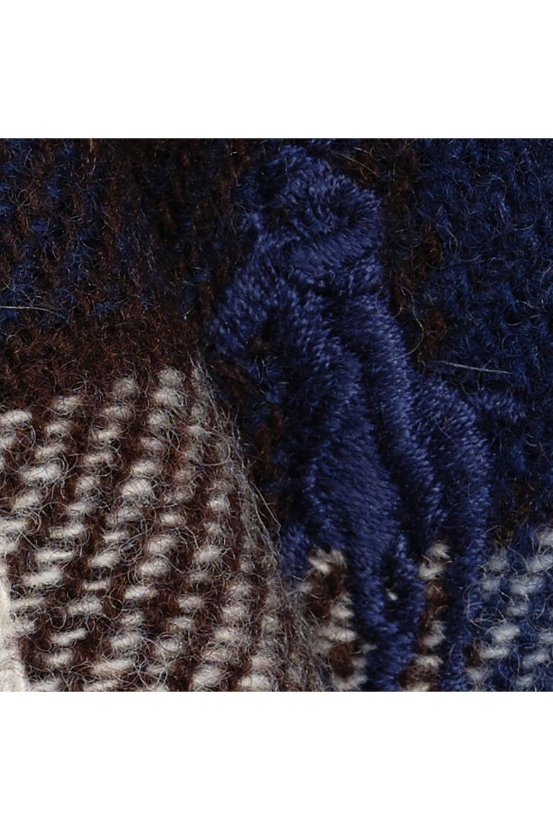 Wool Plaid Washed Wrap, Alternate, color, Brown/ Blue Plaid