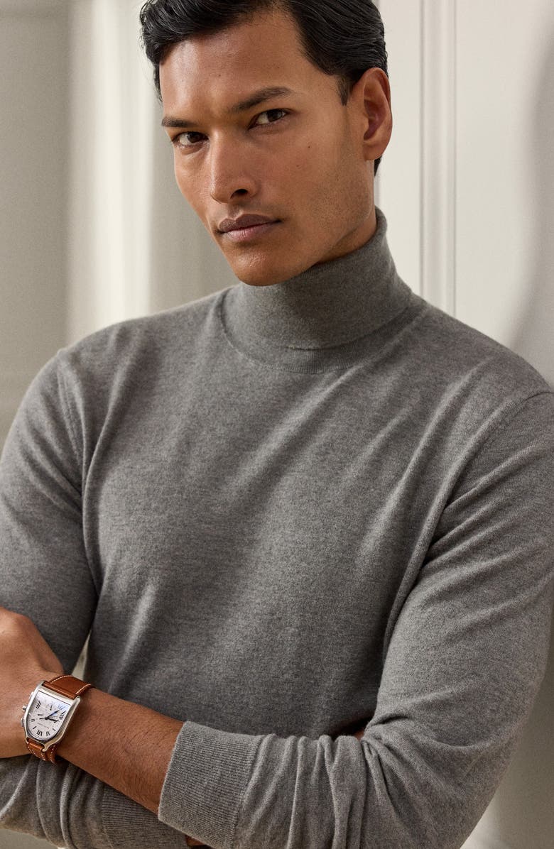 Ralph Lauren Purple Label Cashmere Turtleneck Sweater, Alternate, color, Grey Heather