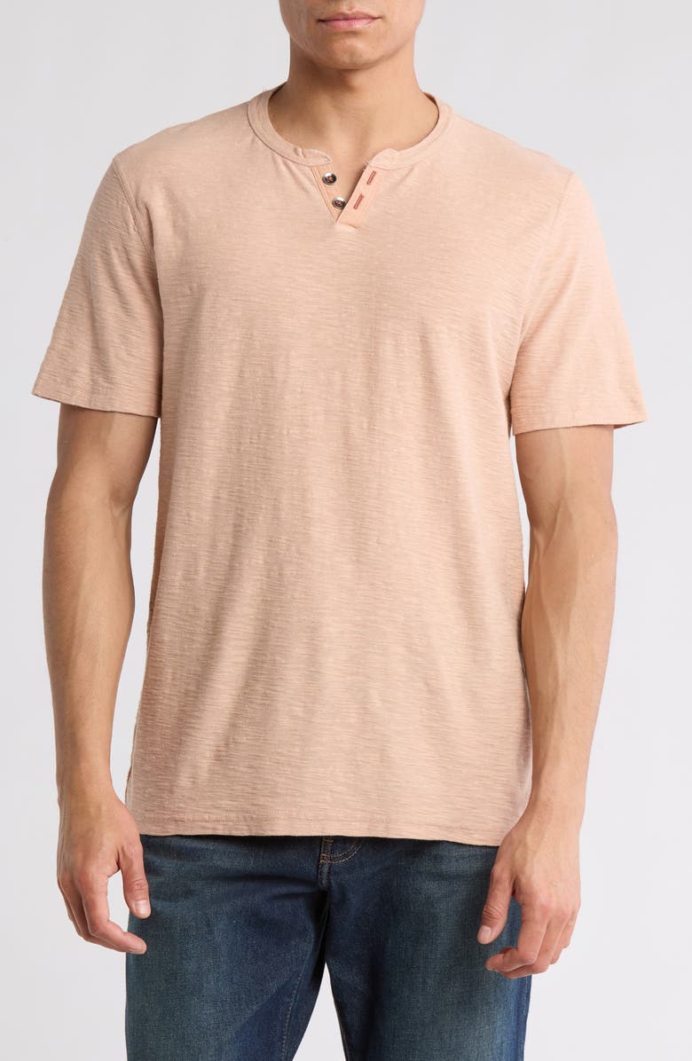 Lucky Brand Burnout Notch Neck T-Shirt, Main, color, Nougat