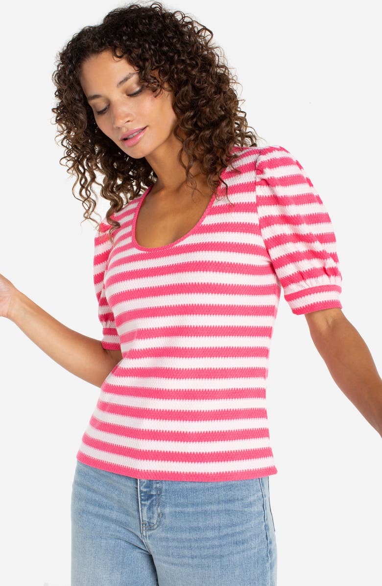 Liverpool Los Angeles Stripe Scoop Neck Sweater, Alternate, color, Pink Multi Stripe